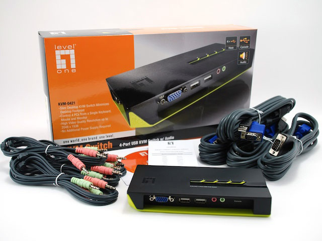 EU Product - LevelOne KVM Switch  4-Port USB VGA audio support         sw thumbnail