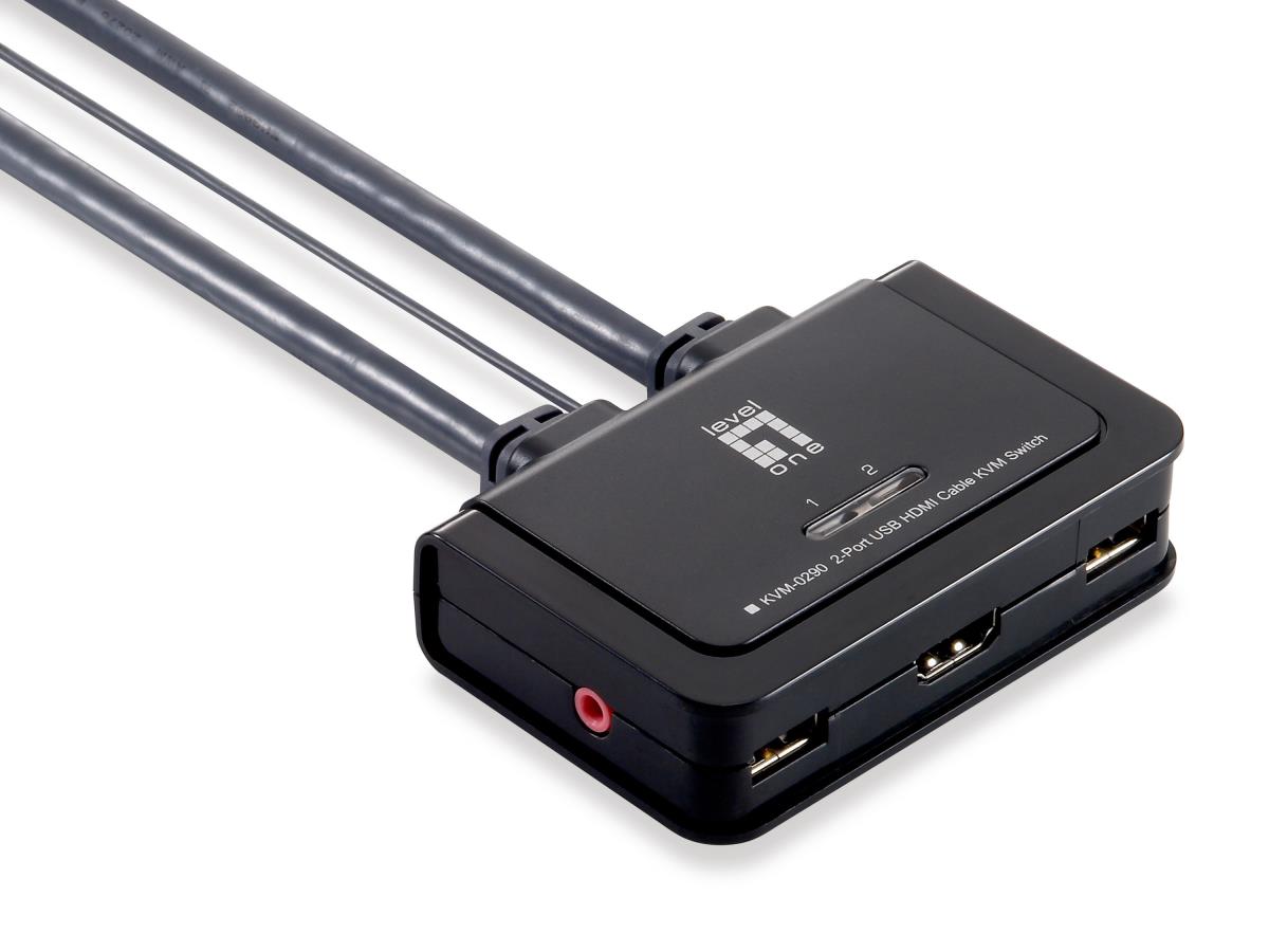 EU Product - LevelOne KVM Switch  2-Port USB HDMI-Kabel                sw thumbnail