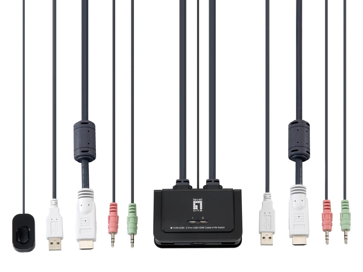 EU Product - LevelOne KVM Switch  2-Port USB HDMI-Kabel                sw thumbnail