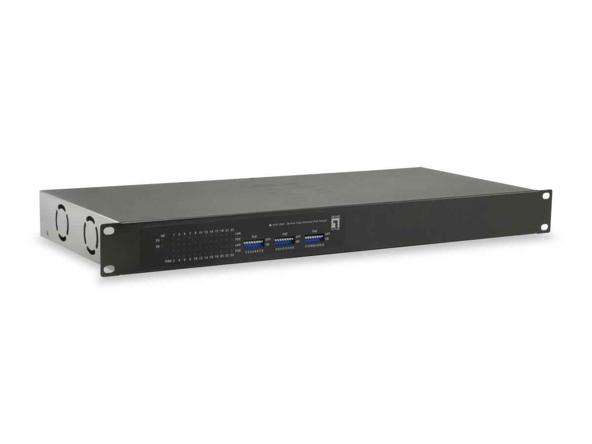 EU Product - LevelOne PoE+Switch 24xFE PoE/2xGE  150W 19