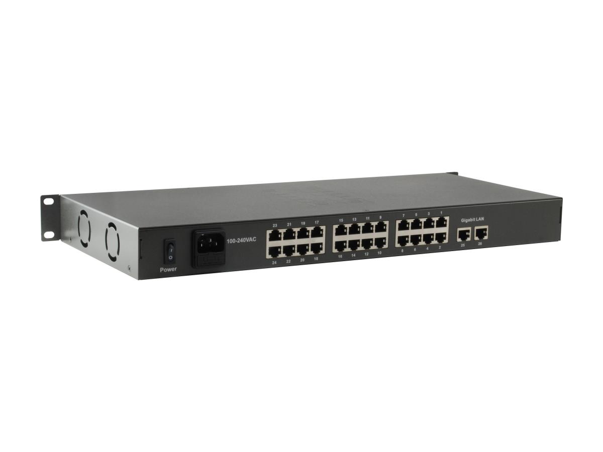 EU Product - LevelOne PoE+Switch 24xFE PoE/2xGE  150W 19