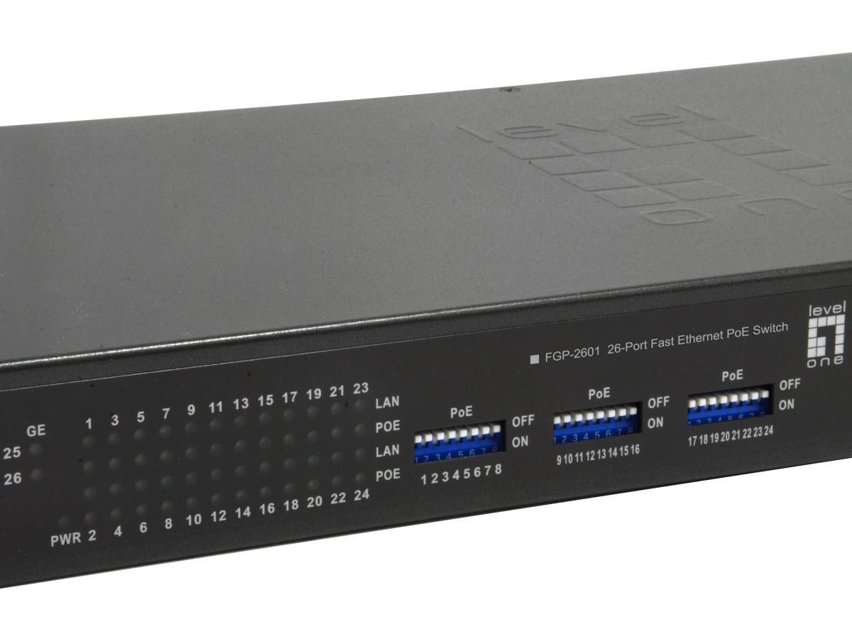 EU Product - LevelOne PoE+Switch 24xFE PoE/2xGE  150W 19
