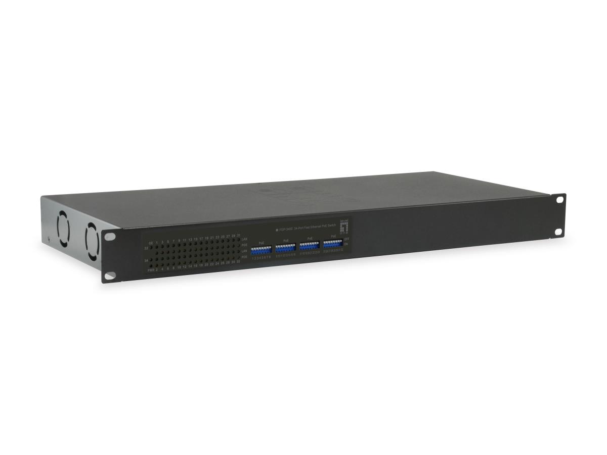 EU Product - LevelOne PoE+Switch 32xFE PoE/2xGE 250W 19