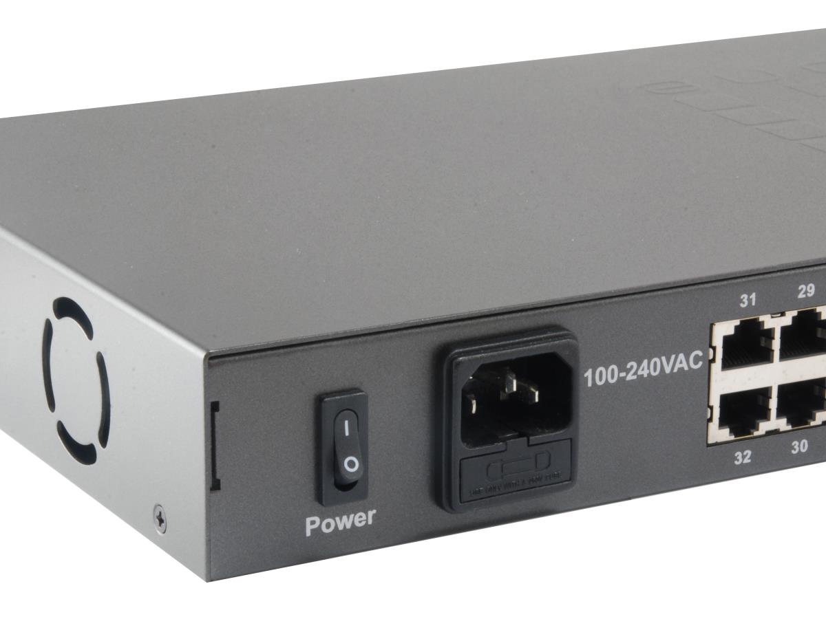 EU Product - LevelOne PoE+Switch 32xFE PoE/2xGE 250W 19