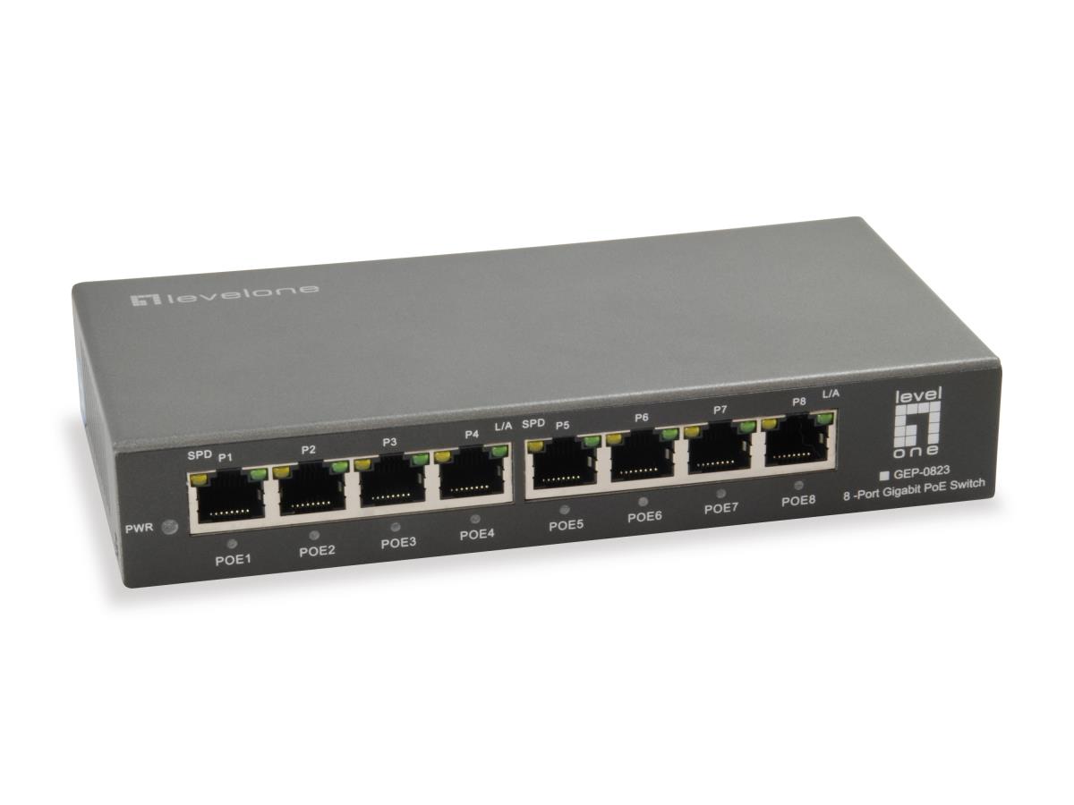EU Product - LevelOne PoE+Switch  8xGE PoE          120W unmanaged Metall thumbnail