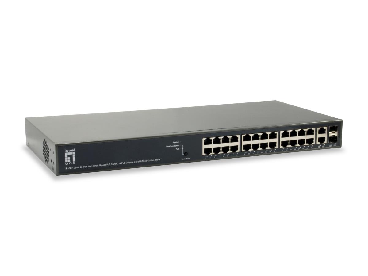 EU Product - LevelOne PoE Switch 24xGE PoE/+   TURING 185W 19