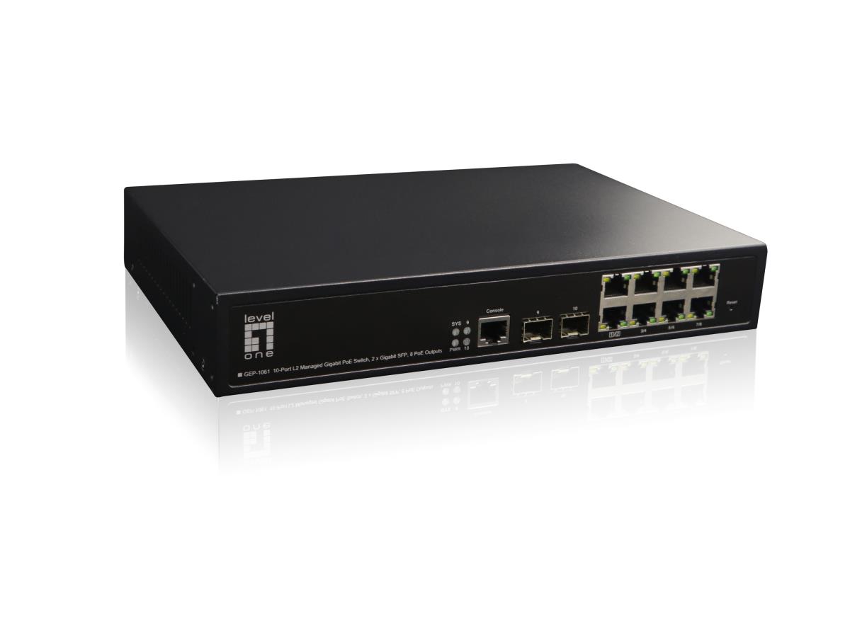 EU Product - LevelOne PoE+Switch  8xGE PoE/2xSFP      180W 19