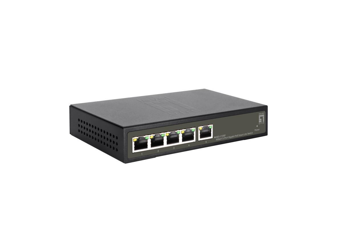 EU Product - LevelOne PoE+Switch  4xGE PoE/1xGE    65W Hilbert SL managed thumbnail