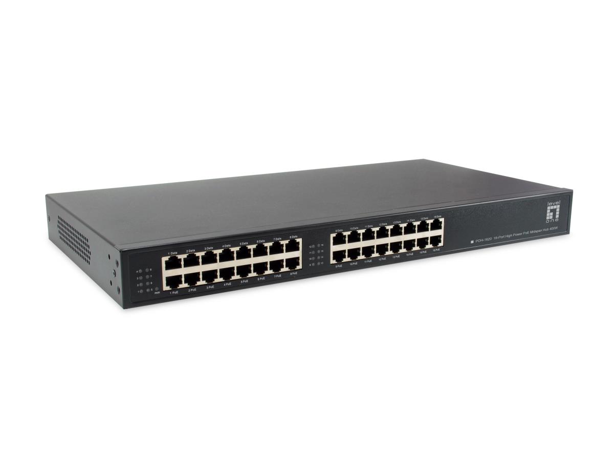 EU Product - LevelOne Hochleistung PoE Midspan HUB 16xGE             400W thumbnail