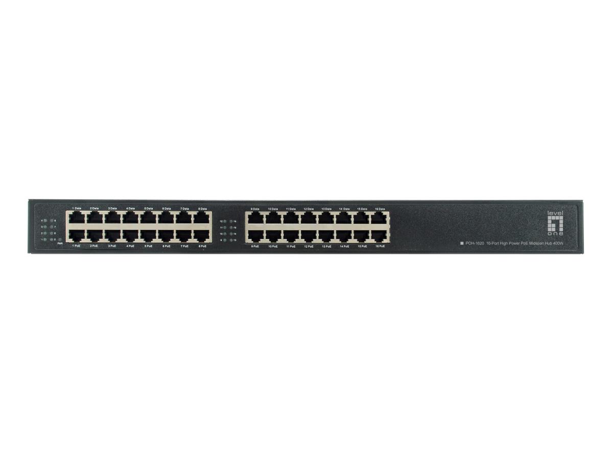 EU Product - LevelOne Hochleistung PoE Midspan HUB 16xGE             400W thumbnail