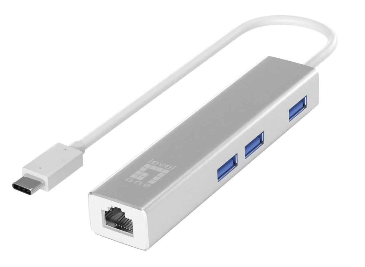EU Product - LevelOne Adapter GigaBit    USB-C3.0->RJ45/3xUSB-A3.0  1Gbps thumbnail