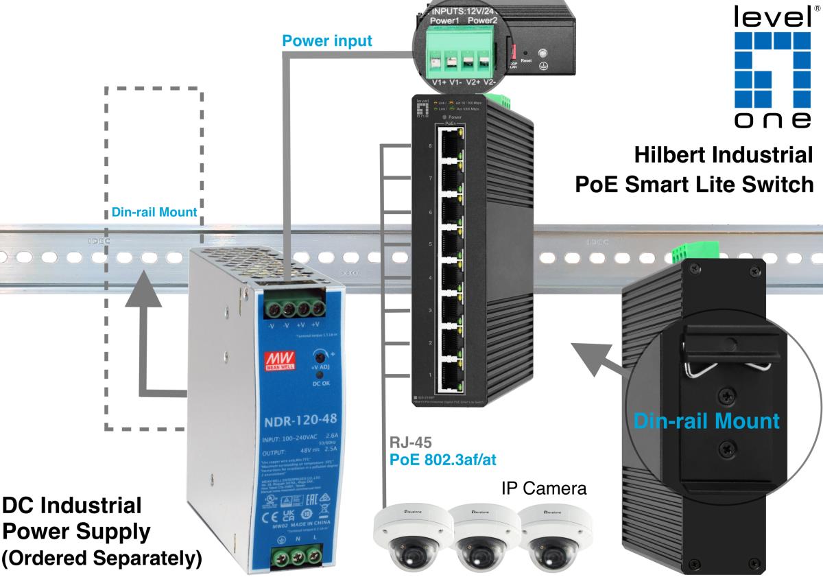 EU Product - LevelOne Industr.PoE+Switch 8xGE PoE 120W Hilbert SL managed thumbnail