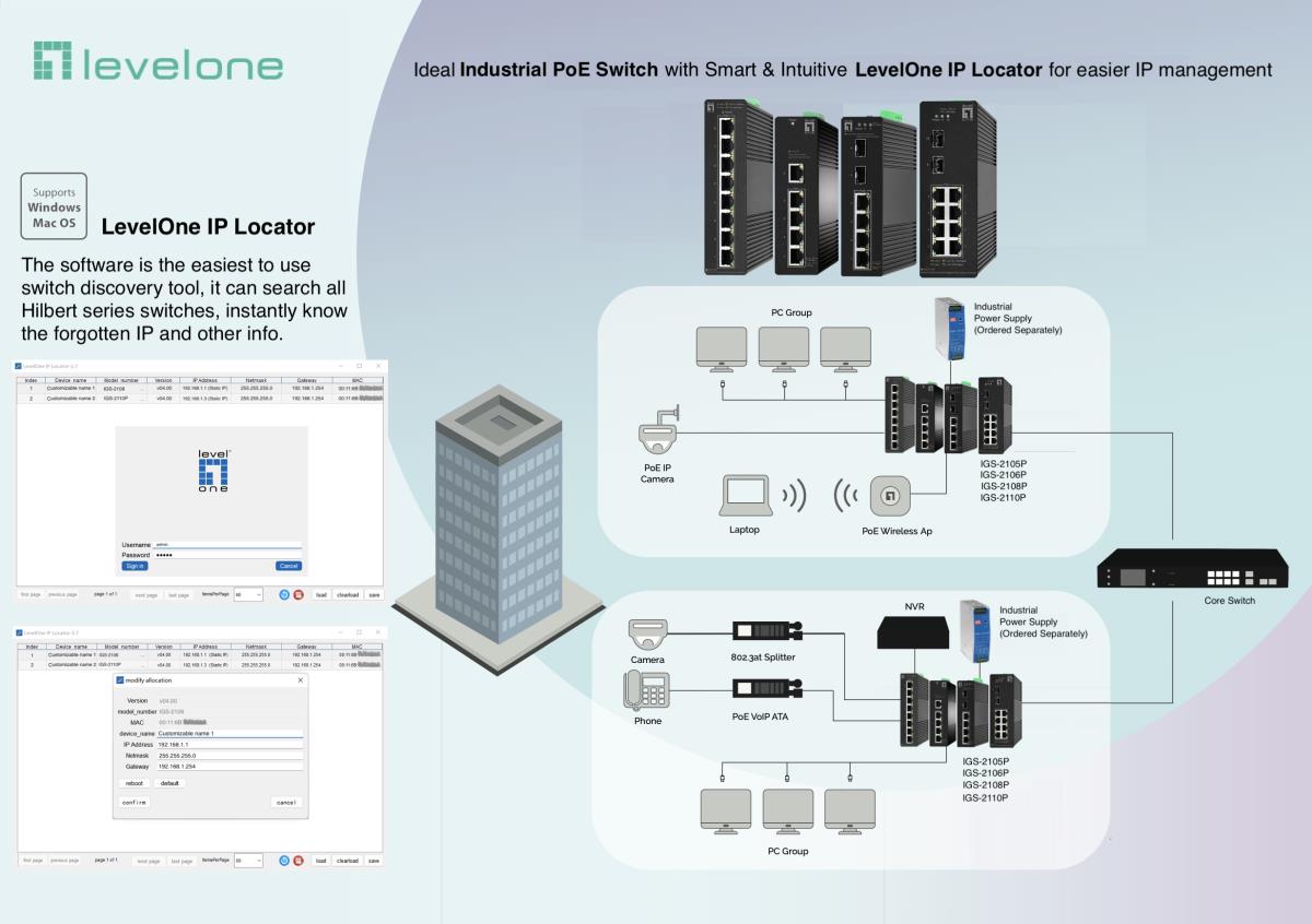 EU Product - LevelOne Industr.PoE+Switch 8xGE PoE 120W Hilbert SL managed thumbnail