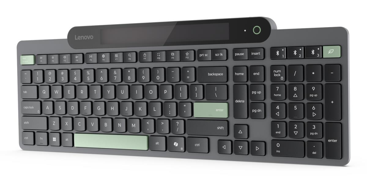 - Keyboard - self-charging - wireless - Bluetooth 5.1 - QWERTY - UK - black - brown box thumbnail