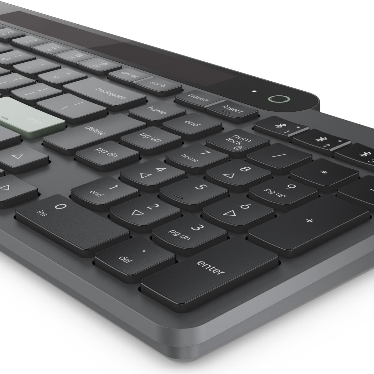 - Keyboard - self-charging - wireless - Bluetooth 5.1 - QWERTY - UK - black - brown box thumbnail
