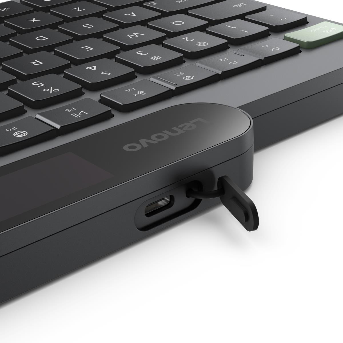 - Keyboard - self-charging - wireless - Bluetooth 5.1 - QWERTY - UK - black - brown box thumbnail
