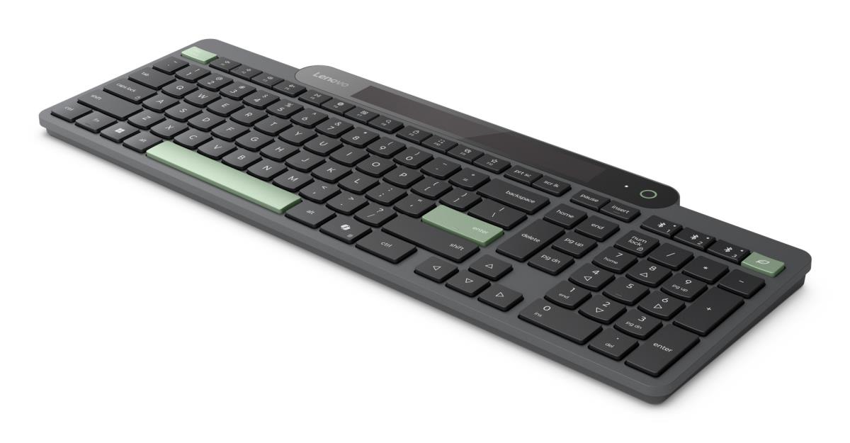 - Keyboard - self-charging - wireless - Bluetooth 5.1 - QWERTY - UK - black - brown box thumbnail