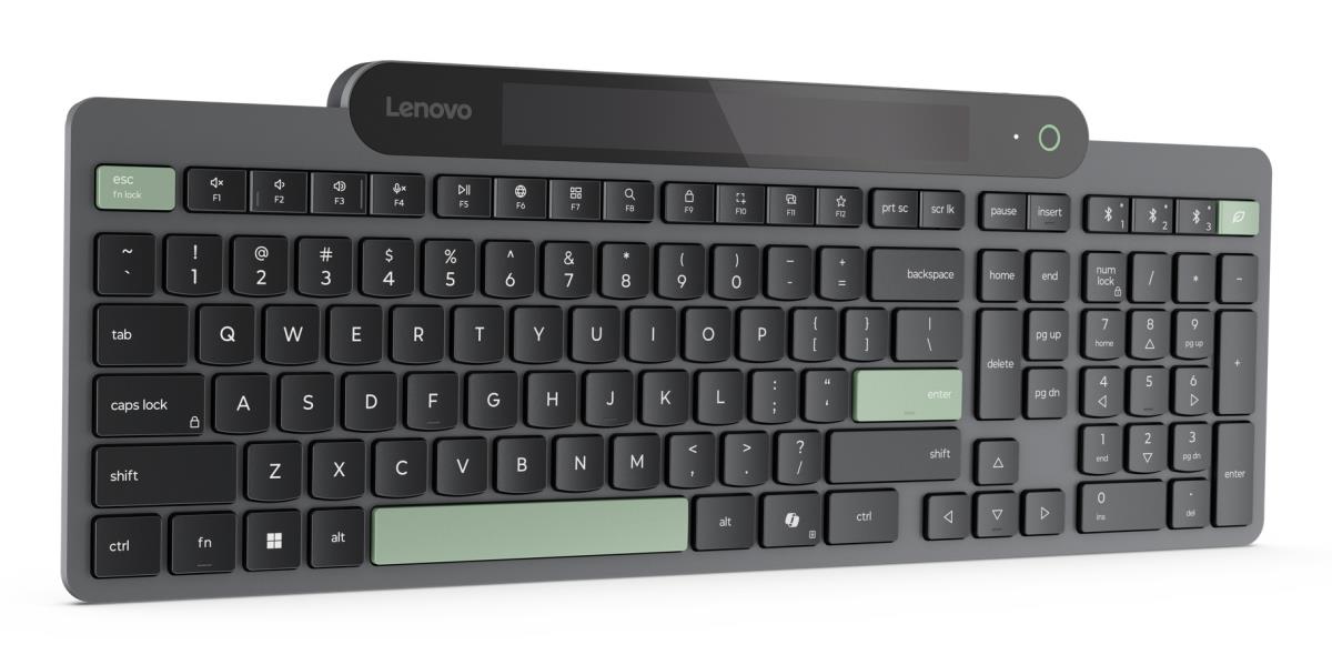 - Keyboard - self-charging - wireless - Bluetooth 5.1 - QWERTY - UK - black - brown box thumbnail