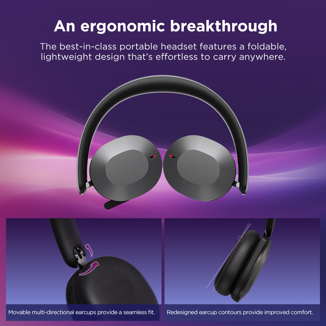 ThinkPad 8550 - Aura Edition - headset - on-ear - Bluetooth - wireless - active noise cancelling - thunder grey - Certified for Microsoft Teams thumbnail