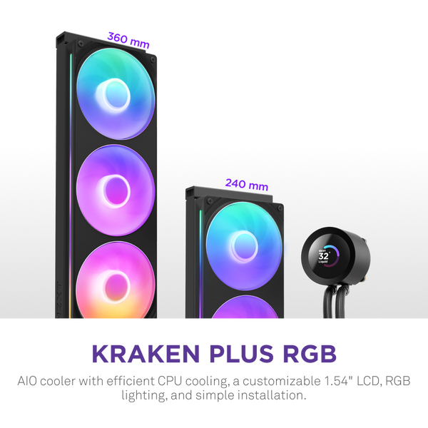 KRAKEN PLUS 360 RGB CPU COOLER BLK thumbnail