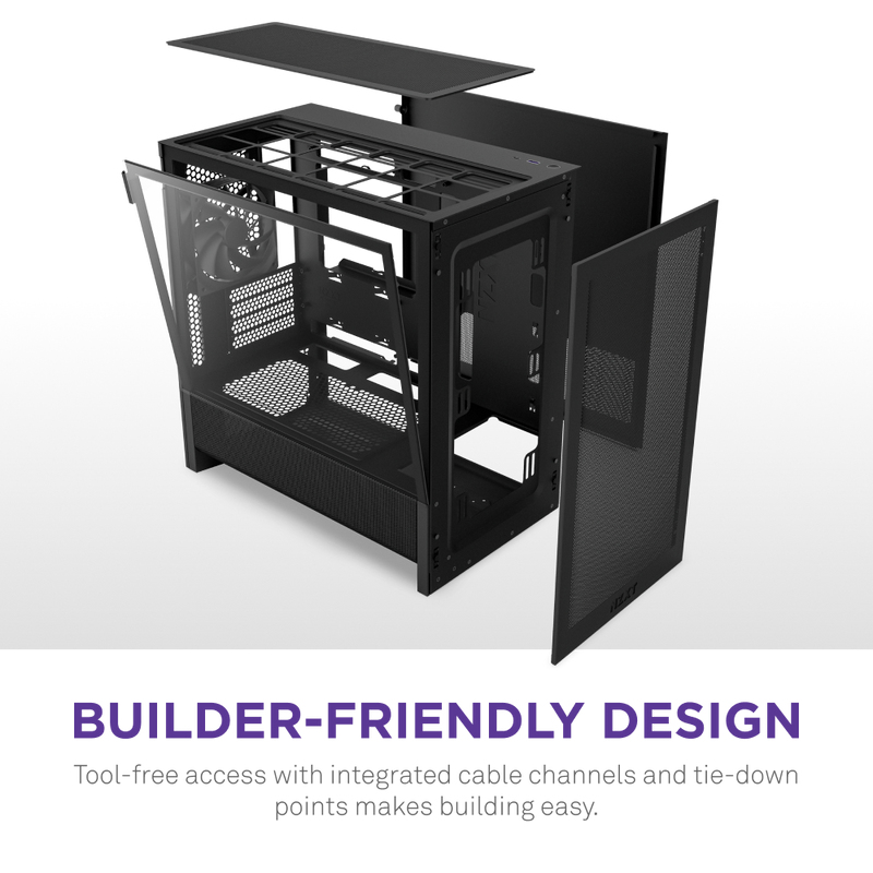 H3 Flow Micro ATX Airflow Case - All Black thumbnail