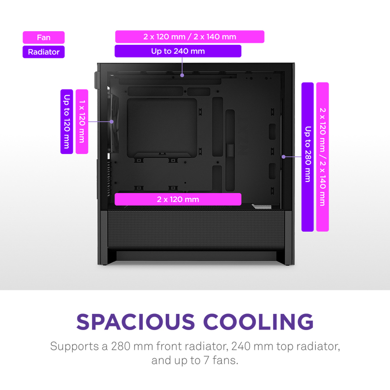 H3 Flow Micro ATX Airflow Case - All Black thumbnail