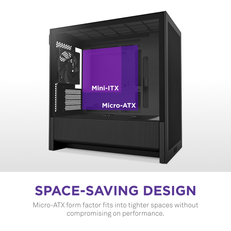 H3 Flow Micro ATX Airflow Case - All Black thumbnail