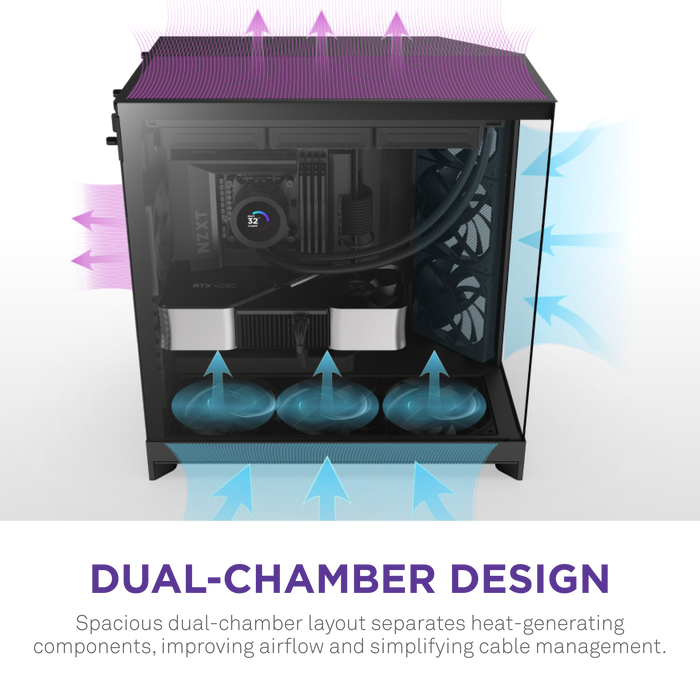 H9 Air Flow (2025) Large Dual-Chamber Black Mid Tower Case thumbnail