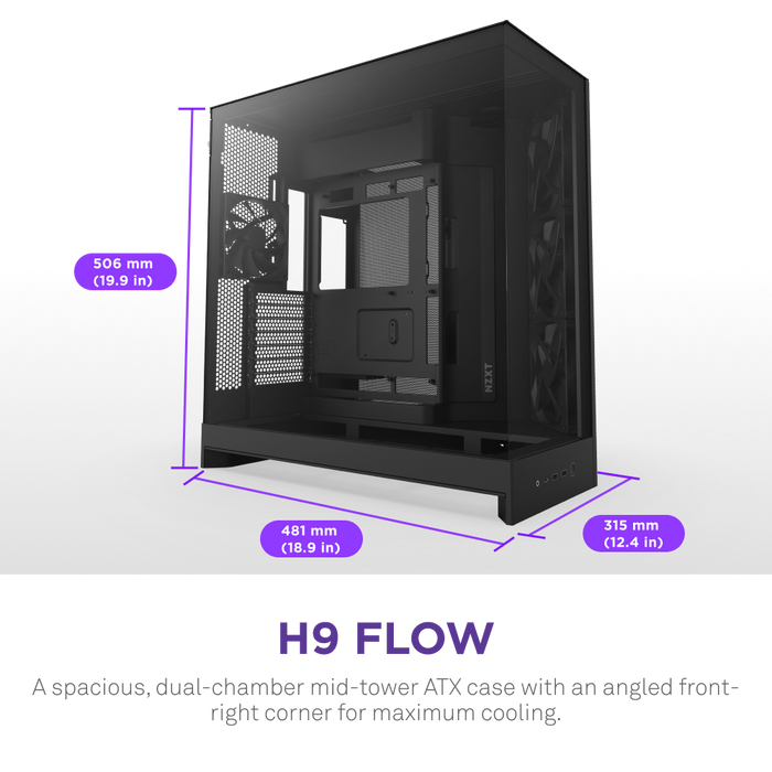 H9 Air Flow (2025) Large Dual-Chamber Black Mid Tower Case thumbnail