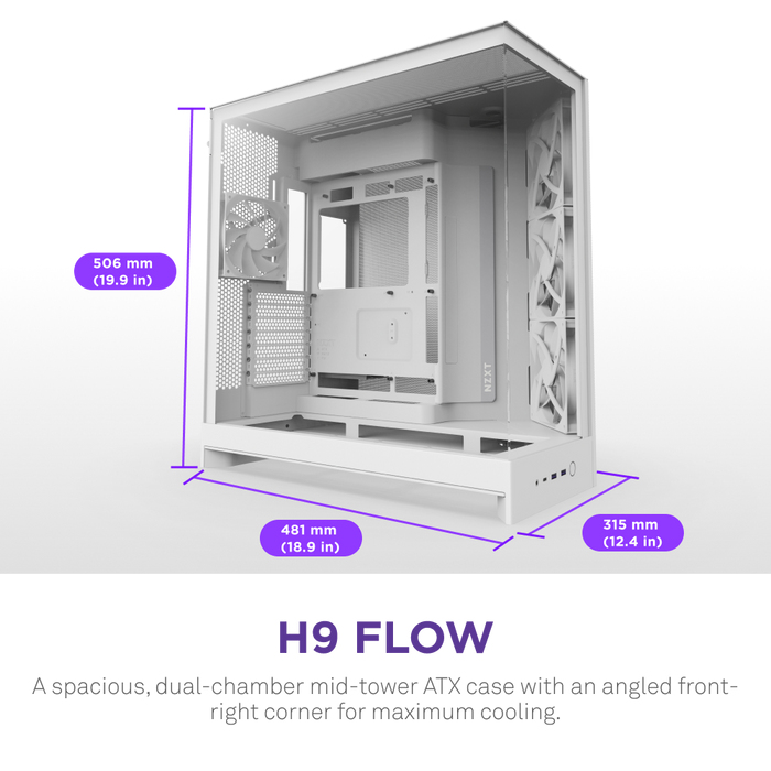 H9 Air Flow (2025) Large Dual-Chamber White Mid Tower Case thumbnail