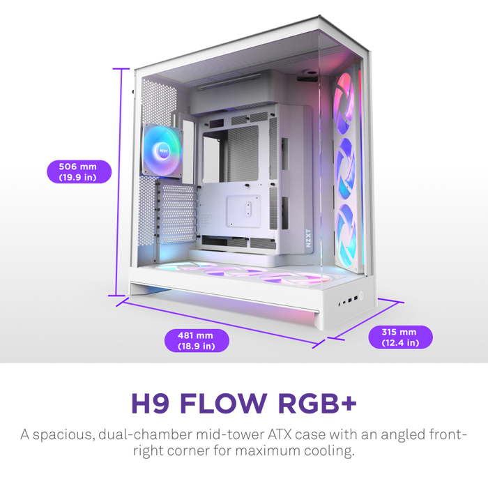 H9 Air Flow (2025) Large Dual-Chamber White RGB+ Mid Tower Case thumbnail