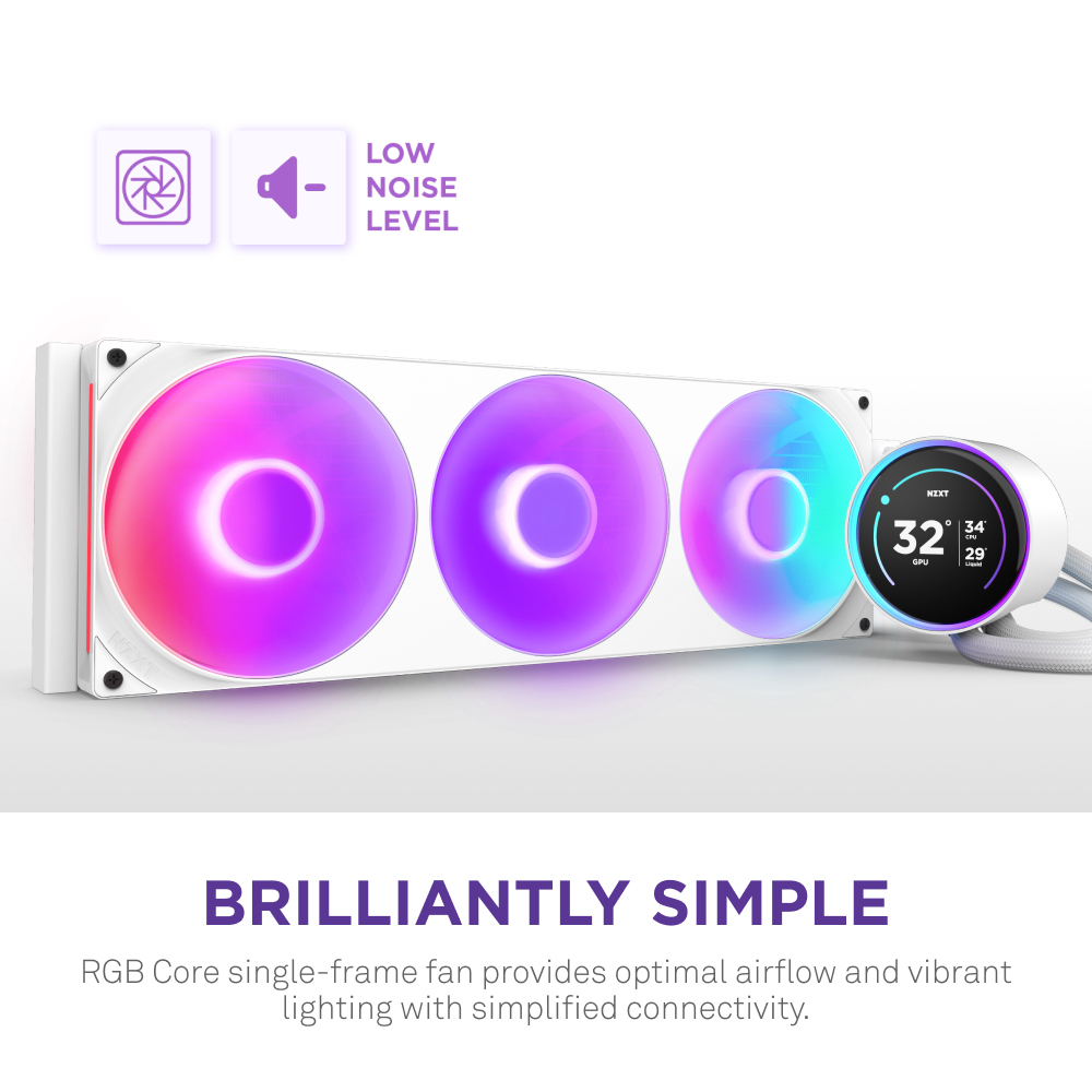 Kraken 420 Elite V2 White with RGB fans CPU Liquid Cooler thumbnail