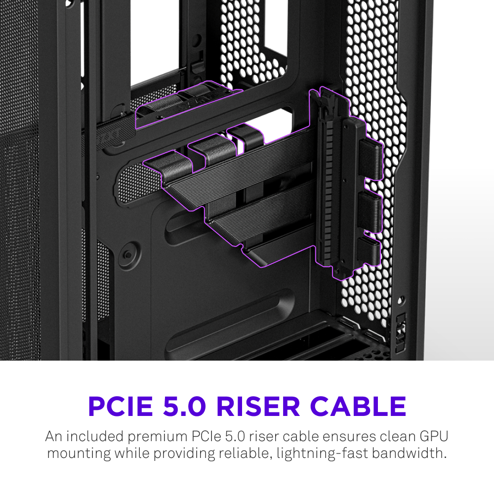 H2 Flow Mini-ITX SFF Case with PCIe 5.0 Rise Cable - All Black thumbnail