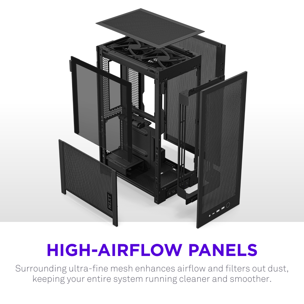 H2 Flow Mini-ITX SFF Case with PCIe 5.0 Rise Cable - All Black thumbnail