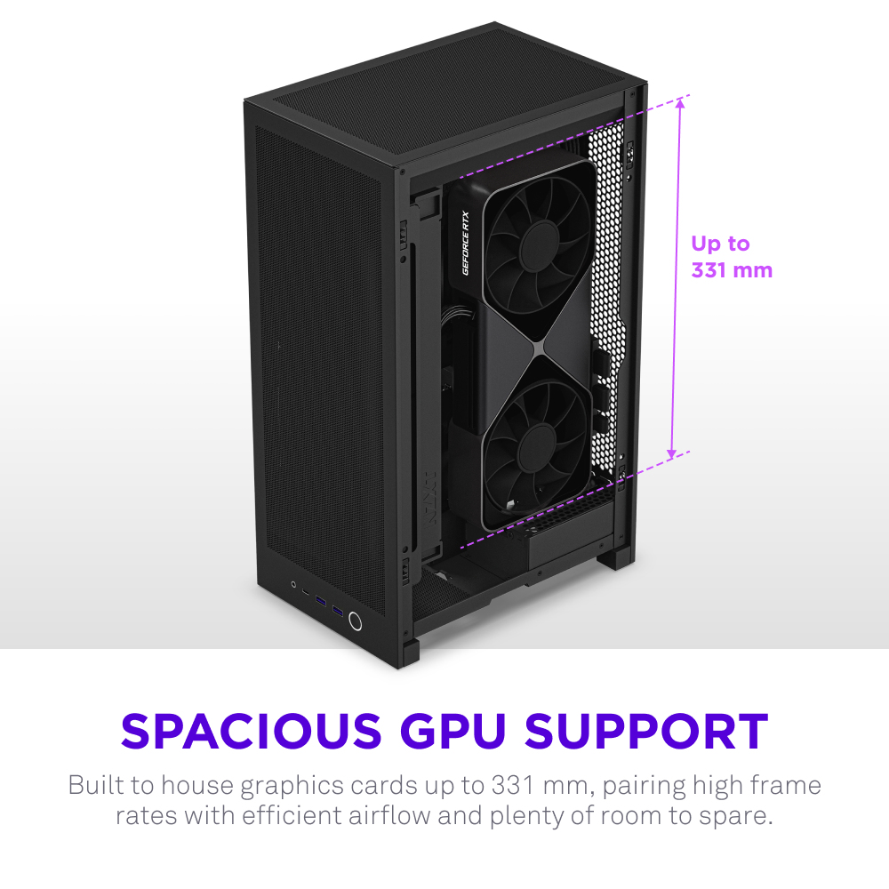 H2 Flow Mini-ITX SFF Case with PCIe 5.0 Rise Cable - All Black thumbnail