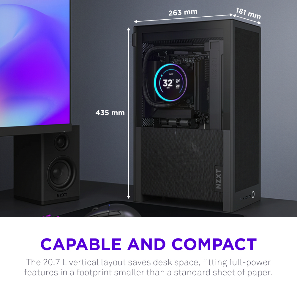 H2 Flow Mini-ITX SFF Case with PCIe 5.0 Rise Cable - All Black thumbnail