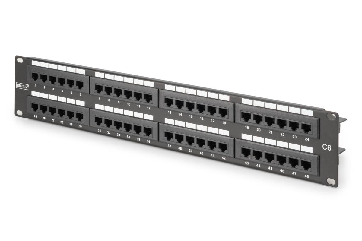EU Product - Patchpanel 2HE 48-Port Cat6 ungeschirmt schwarz thumbnail