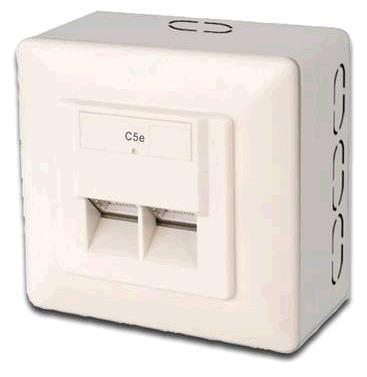 EU Product - Aufputzdose Cat5e 2xRJ45 geschirmt Signalwei� thumbnail