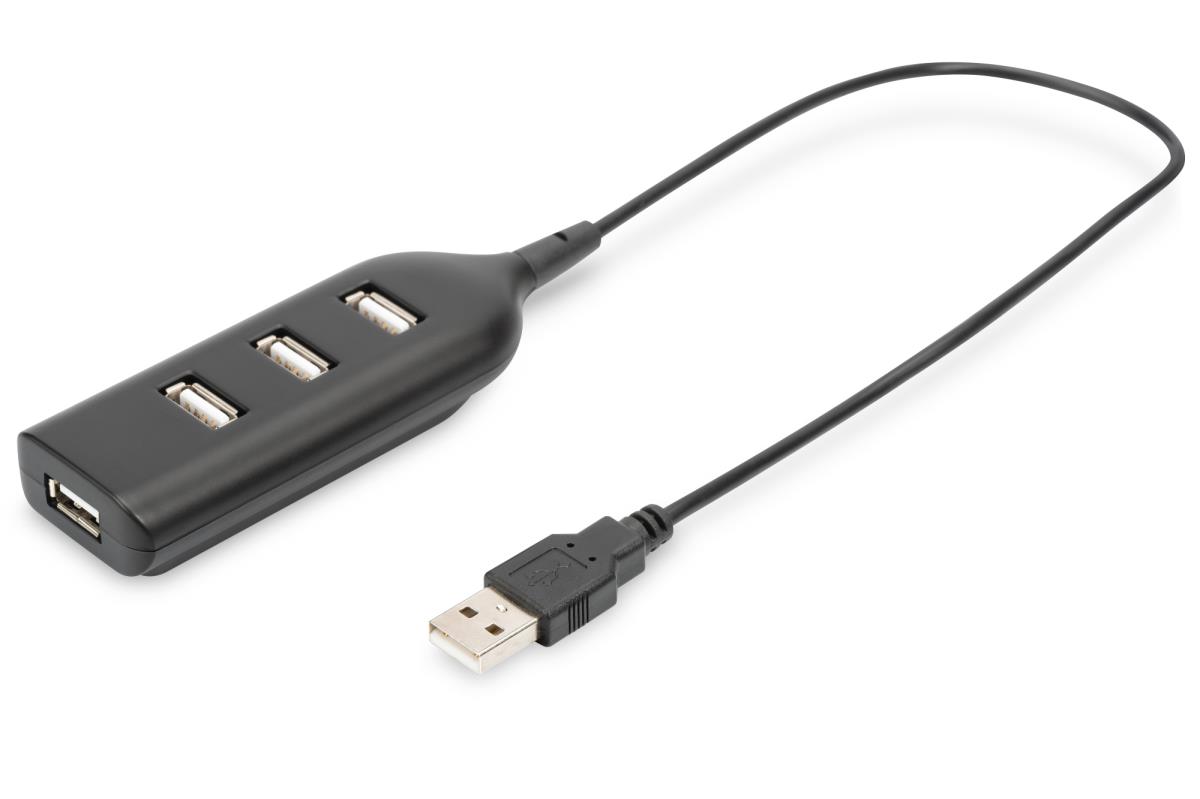 EU Product - USB-Hub    4-Port 2.0->4xA2.0 integr. Kabel  schwarz thumbnail