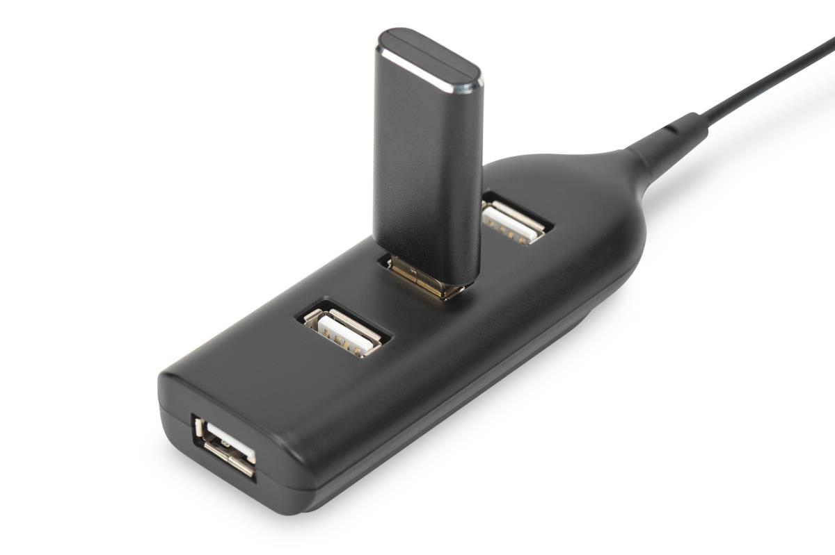EU Product - USB-Hub    4-Port 2.0->4xA2.0 integr. Kabel  schwarz thumbnail