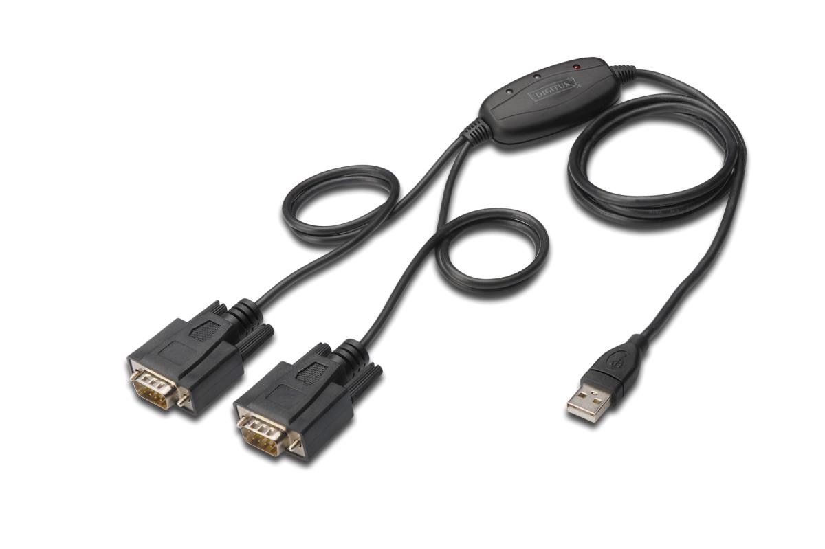 EU Product - USB 2.0 Anschlusskabel 2.0 -2x RS232-Kabel 1.5m,  sw thumbnail