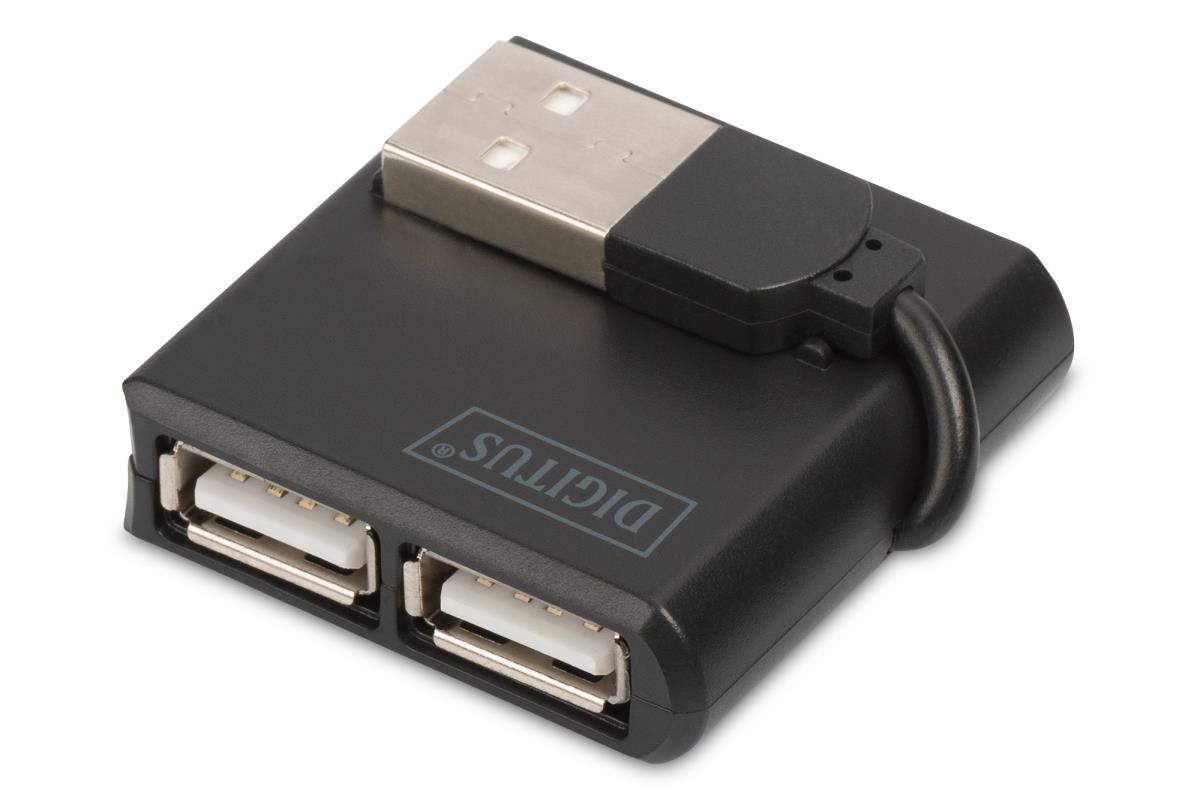 EU Product - USB-Hub    4-Port 2.0->4xA2.0 integr. Kabel  schwarz thumbnail