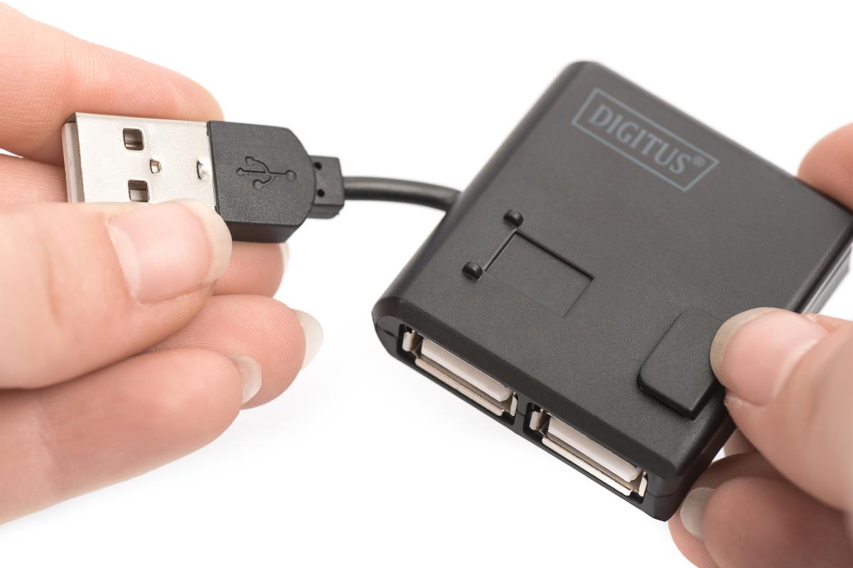 EU Product - USB-Hub    4-Port 2.0->4xA2.0 integr. Kabel  schwarz thumbnail