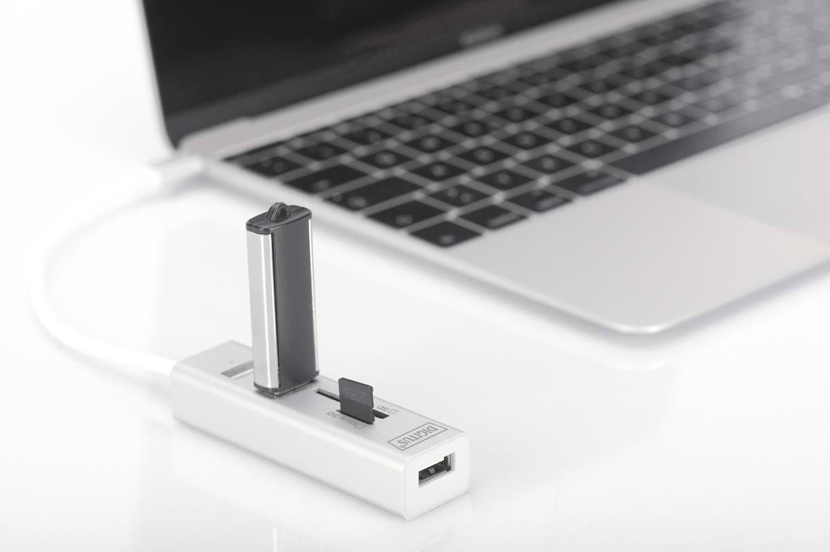 EU Product - USB-C-Hub  3-Port 2.0->3xA2.0 1xReader in.Kabel wei� thumbnail