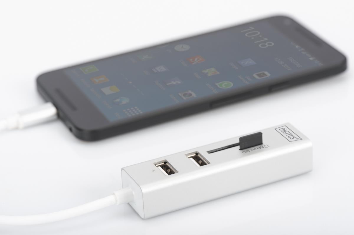 EU Product - USB-C-Hub  3-Port 2.0->3xA2.0 1xReader in.Kabel wei� thumbnail