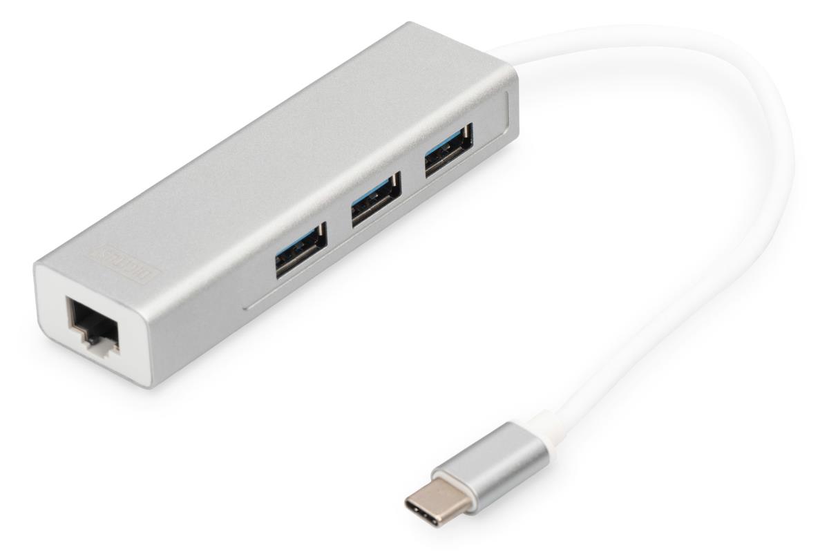 EU Product - USB Adapter USB3.0/C -> GB Ethernet+3-Port-Hub weiss thumbnail