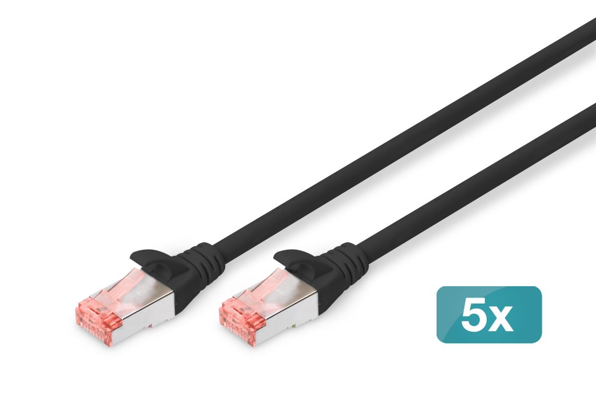 EU Product - CAT 6 S/FTP Patchkabel, 5 St�ck, 10m, schwarz thumbnail