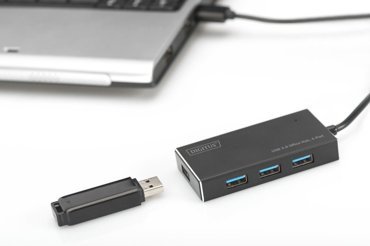 EU Product - USB-Hub    4-Port 3.0->4xA3.0 m.Netzteil     schwarz thumbnail
