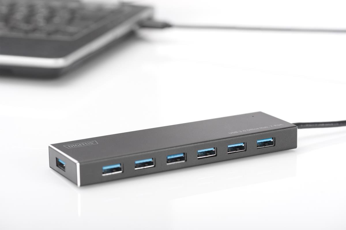 EU Product - USB-Hub    7-Port 3.0->7xA3.0 m.Netzteil     schwarz thumbnail