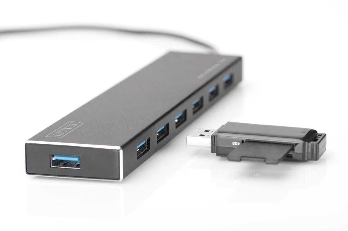 EU Product - USB-Hub    7-Port 3.0->7xA3.0 m.Netzteil     schwarz thumbnail